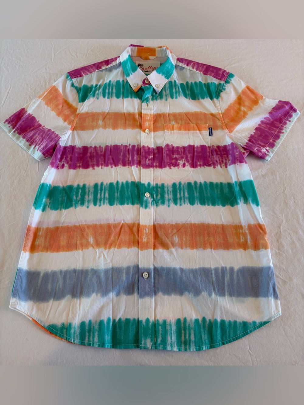 Chubbies Short-Sleeve Button-Down Shirt in Teal, Orange, Purple, Blue